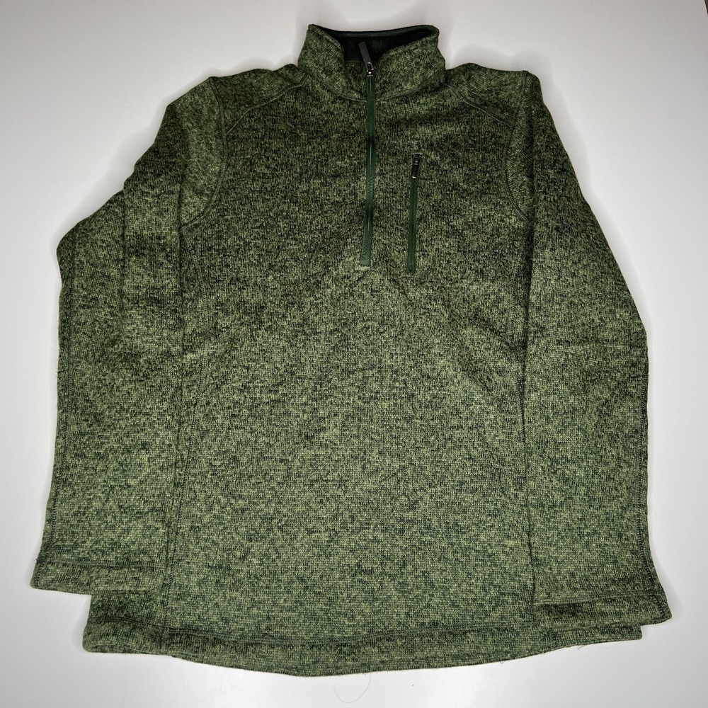 Woolrich Men's Green 1/4 Zip Fleece Pullover Sweater M Medium Polyester